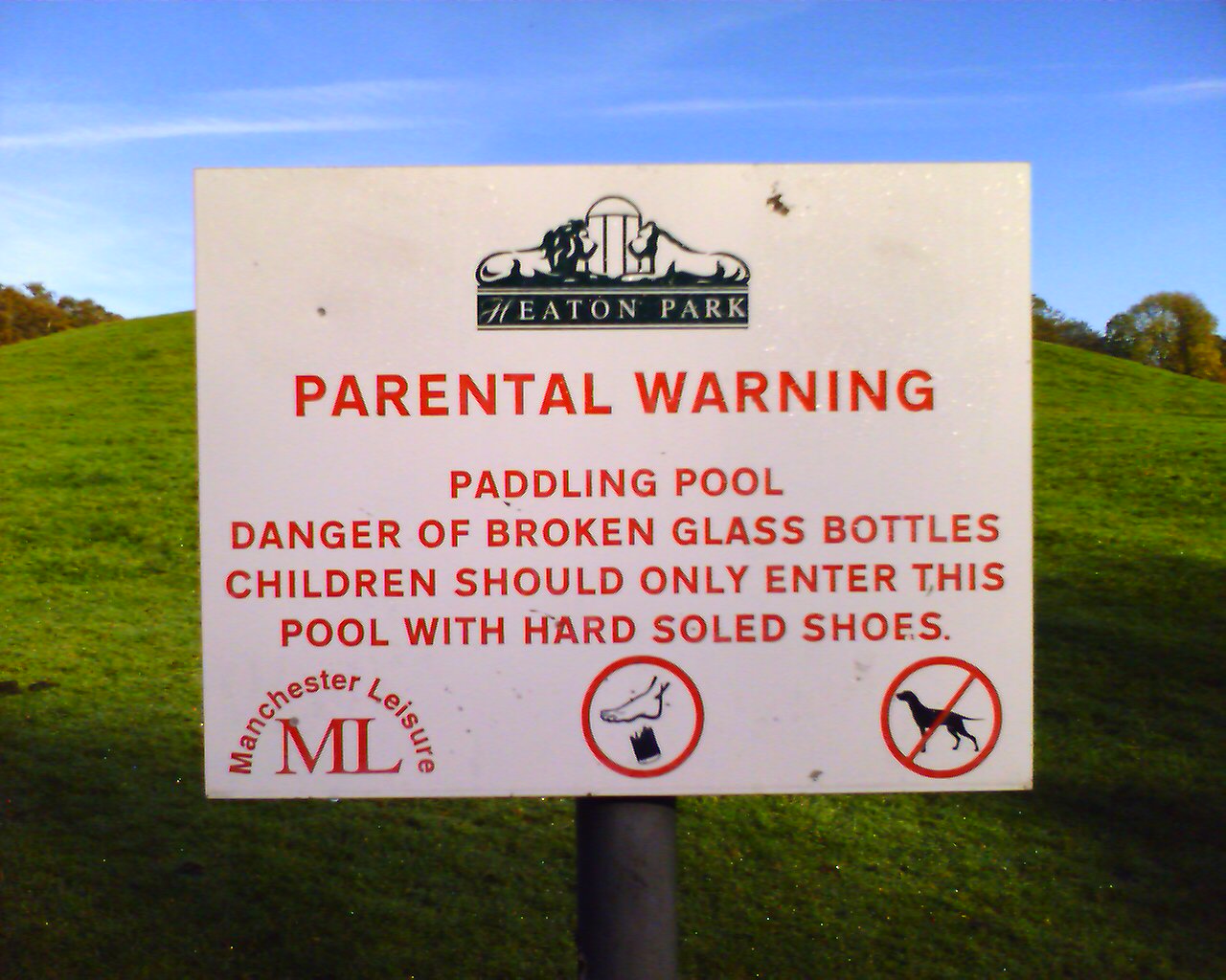 Pool Sign at Heaton Park